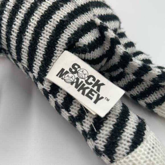 Dan Dee 8" Striped Black White Sock Monkey Plush Red Heart Collectors Choice - Picture 5 of 7
